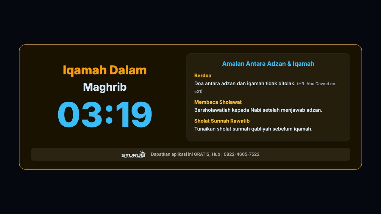 Layar hitung mundur iqamah